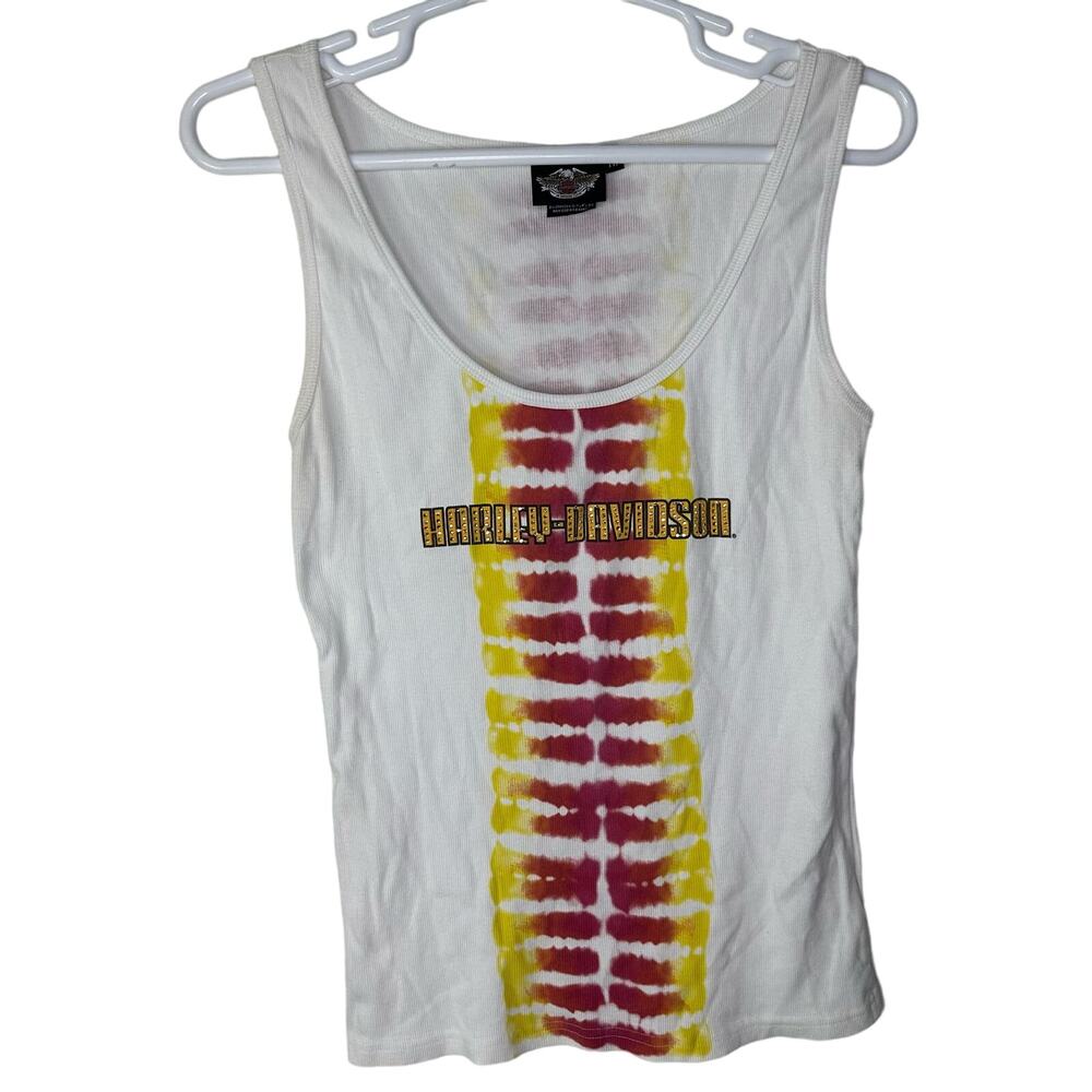 Vintage Harley Davidson Motorcycles Y2K Tie Dye Tank‎ Top Women's XL